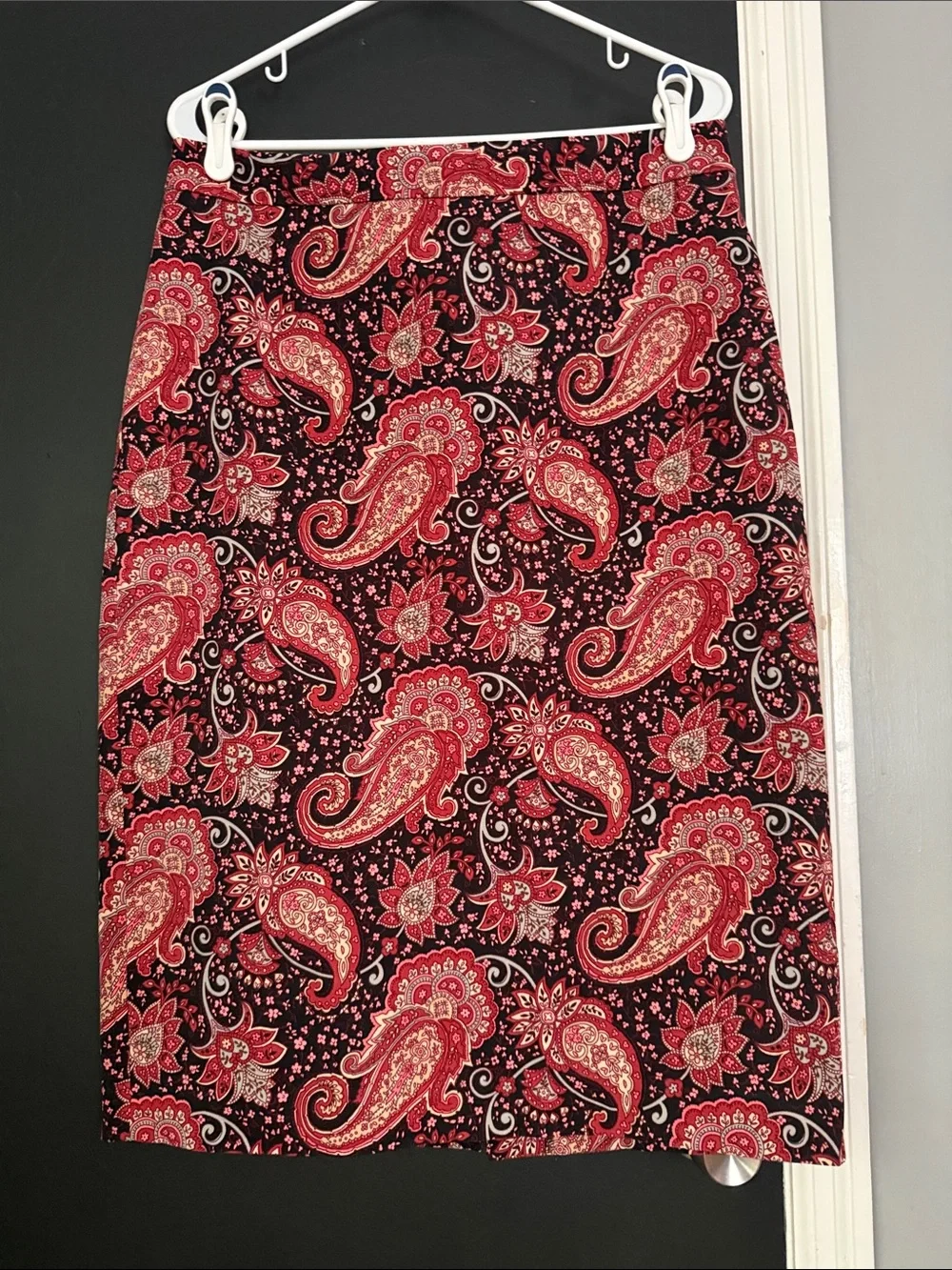 Talbots Paisley Cotton Blend Stretch Midi Pencil Skirt Size: 12 Length: 27”